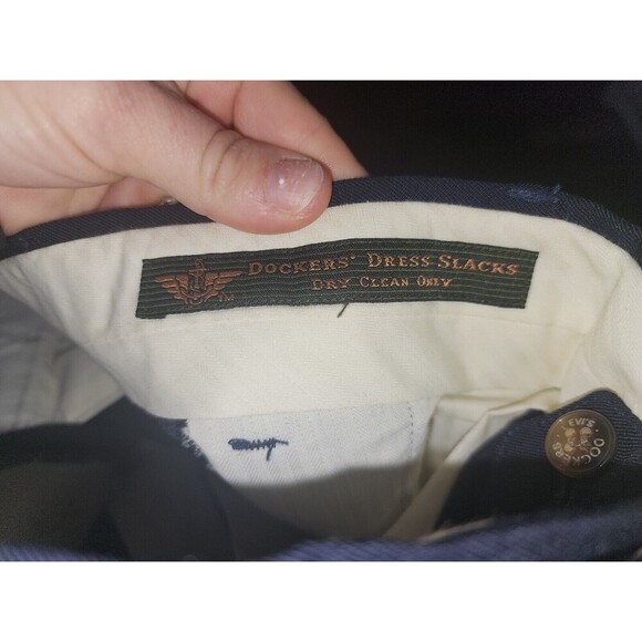 Dockers Men’s Navy Blue Pleated Front Dress Pants Slacks 38x34 Poly Wool Blend - Picture 3 of 6